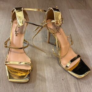 Gold High Heel Sandals